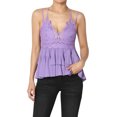 thumbnail image 1 of TheMogan Women's S~3X Cross Strap Smocked Back Crochet Lace Ruffle Peplum Cami Top, 1 of 7