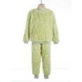 thumbnail image 4 of Aislor Kids Boys Girls Winter Warm Fleece Pyjamas Set Sleepwear Long Sleeve Top with Pants Set Homewear Size 12M-14 Green 5-6, 4 of 7