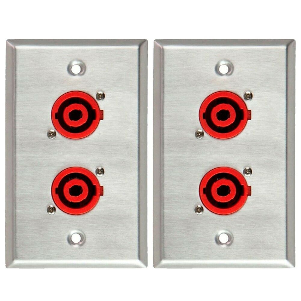 2x Dual Port 4 Pin NL4 Male Speaker Audio Cable Connector Wall Plate