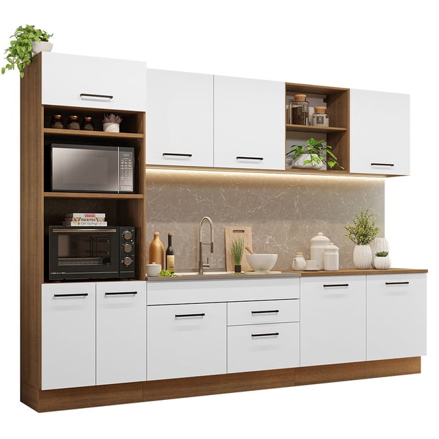 Cocina Integral MADESA Ágata 310cm Marrón/Blanco