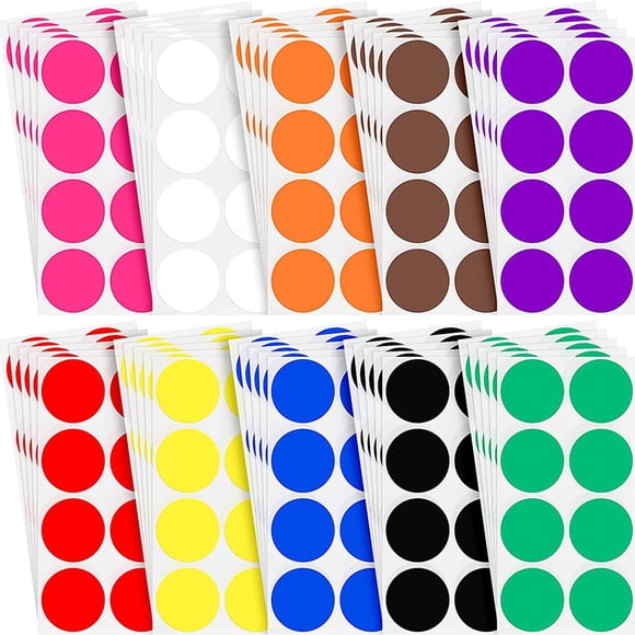 Autocollant de Codage Couleur Rond 2 Pouces 10 Couleurs Assorties Étiquettes à Points Cercle Autocollant Couleur Unie (400)