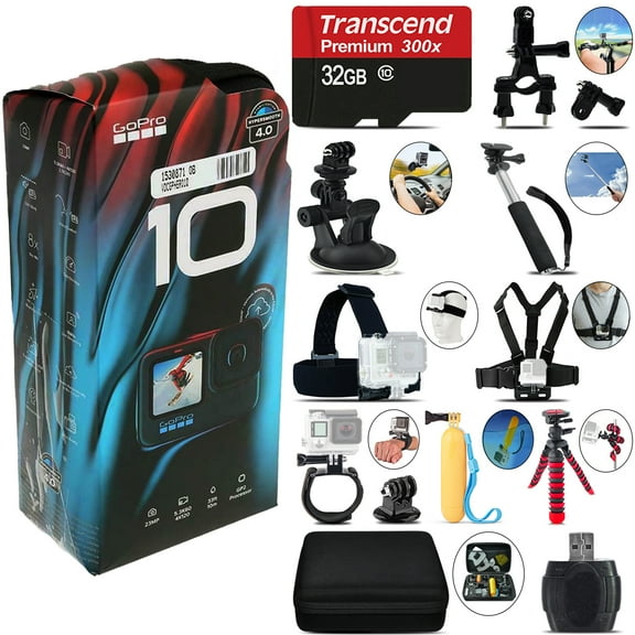 GoPro HERO10 Black 4K30 Ultra HD, 23MP, Wi-Fi Waterproof Action Camera -32GB Kit (International Version)