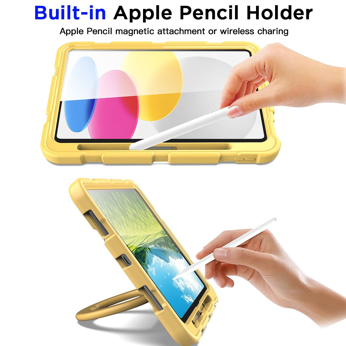 AICase For Apple iPad (A16) Case/iPad 11th Generation 11 Inch (2025) Shockproof Rugged Cover With 360 Rotating Stand Built-in Pencil Holder come with a Screen Protector