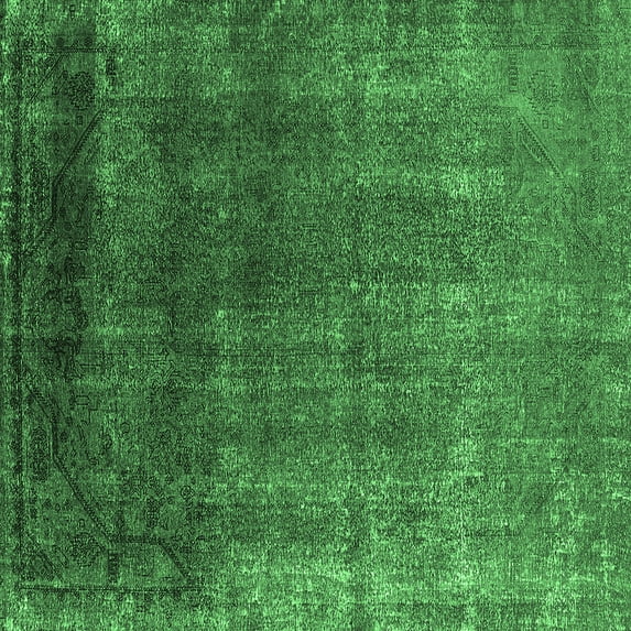 Ahgly Company Indoor Square Oriental Emerald Green Industrial Area Rugs, 8' Square