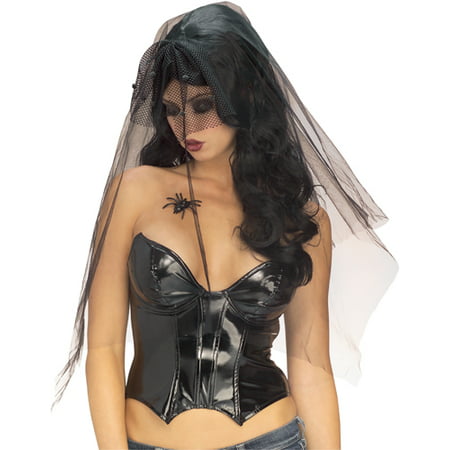 Black Gothic Ghost Vampire Dracula Widow Veil Elvira Adult Halloween Wig