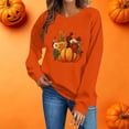 thumbnail image 7 of Hurxie Fall Pumpkins Sweatshirts for Women Long Sleeve Halloween Thanksgiving Graphic Shirt, 7 of 7