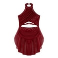 thumbnail image 2 of iixpin Kids Girls Glittery Backless Ballet Dance Leotard Lyrical Dress Sheer Mesh Mock Neck Latin Salsa Dresses Burgundy 14, 2 of 7