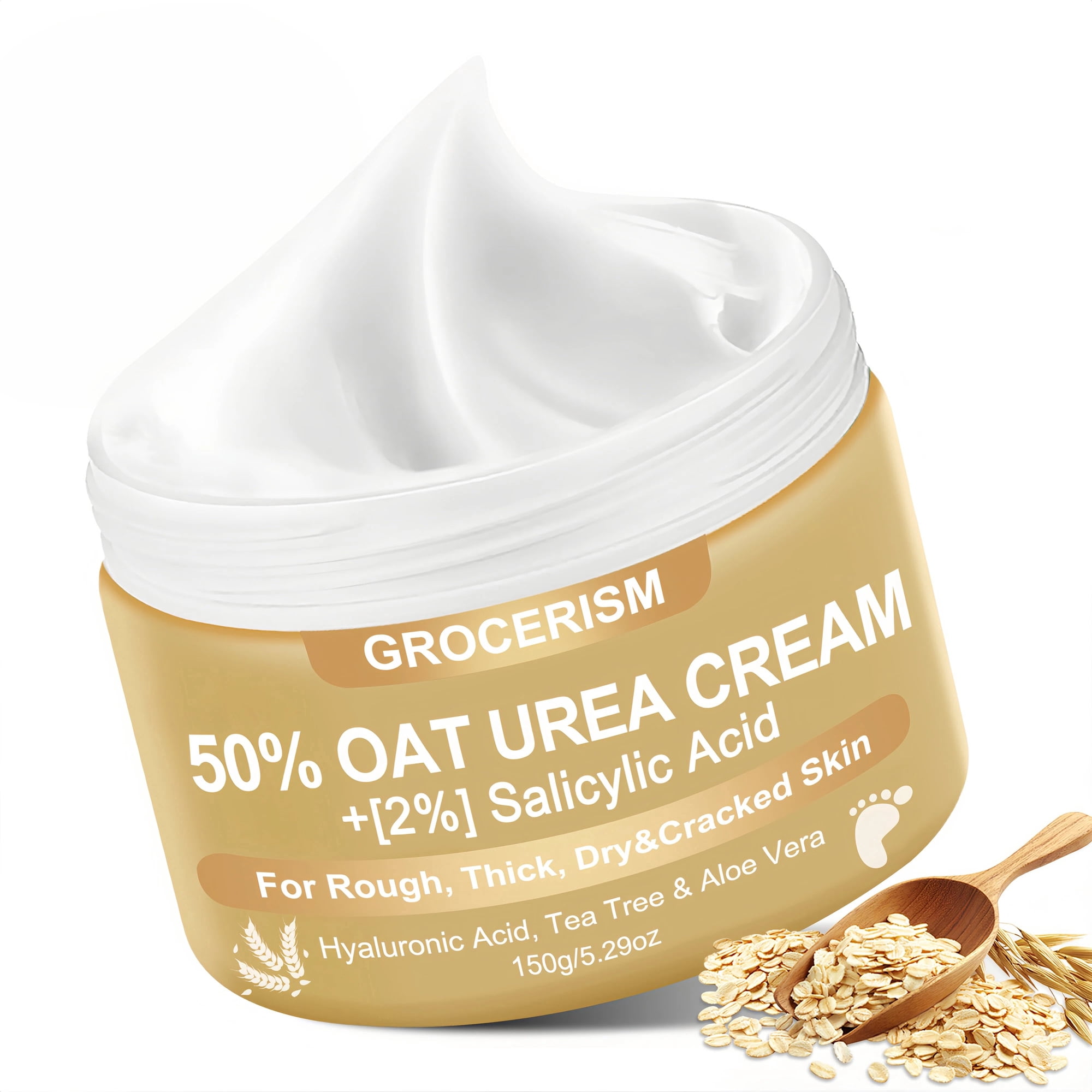 Grocerism 50% Urea Cream with 2% Salicylic Acid for Foot & Hand, Moisturizing Callus Remover & Softening Lotion, 5.29 oz (Upgraded Formula)