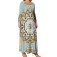 thumbnail image 2 of Large Size Vintage Floral Mandala Pattern Long Sleeved Dress Women Dress for Parties Elegant Chic Evening Dresses, 2 of 7
