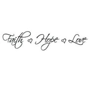 Vinyl Wall Lettering, Faith Hope Love W/Hearts