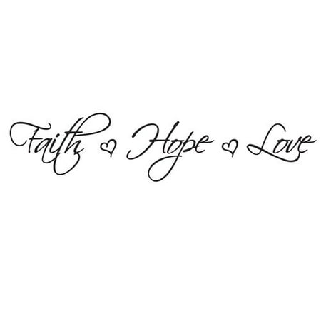 Vinyl Wall Lettering, Faith Hope Love W/Hearts