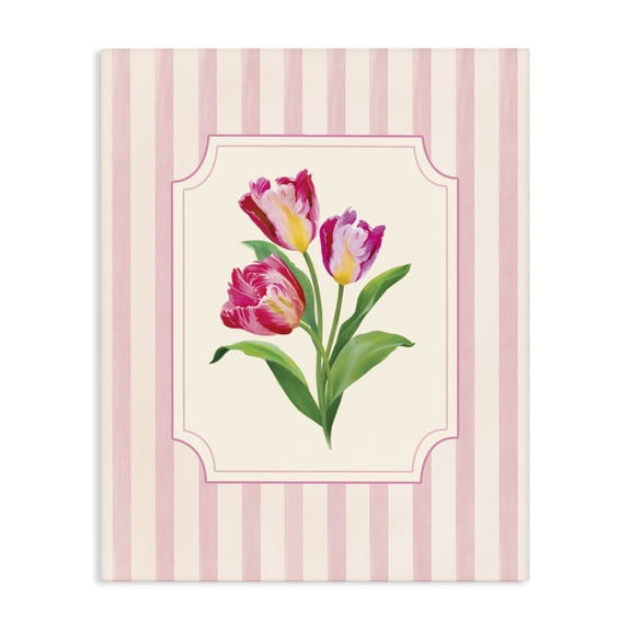Stupell Industries French Country Magenta Tulips over Stripes Canvas Art, 16 x 20, by Diane Neukirch