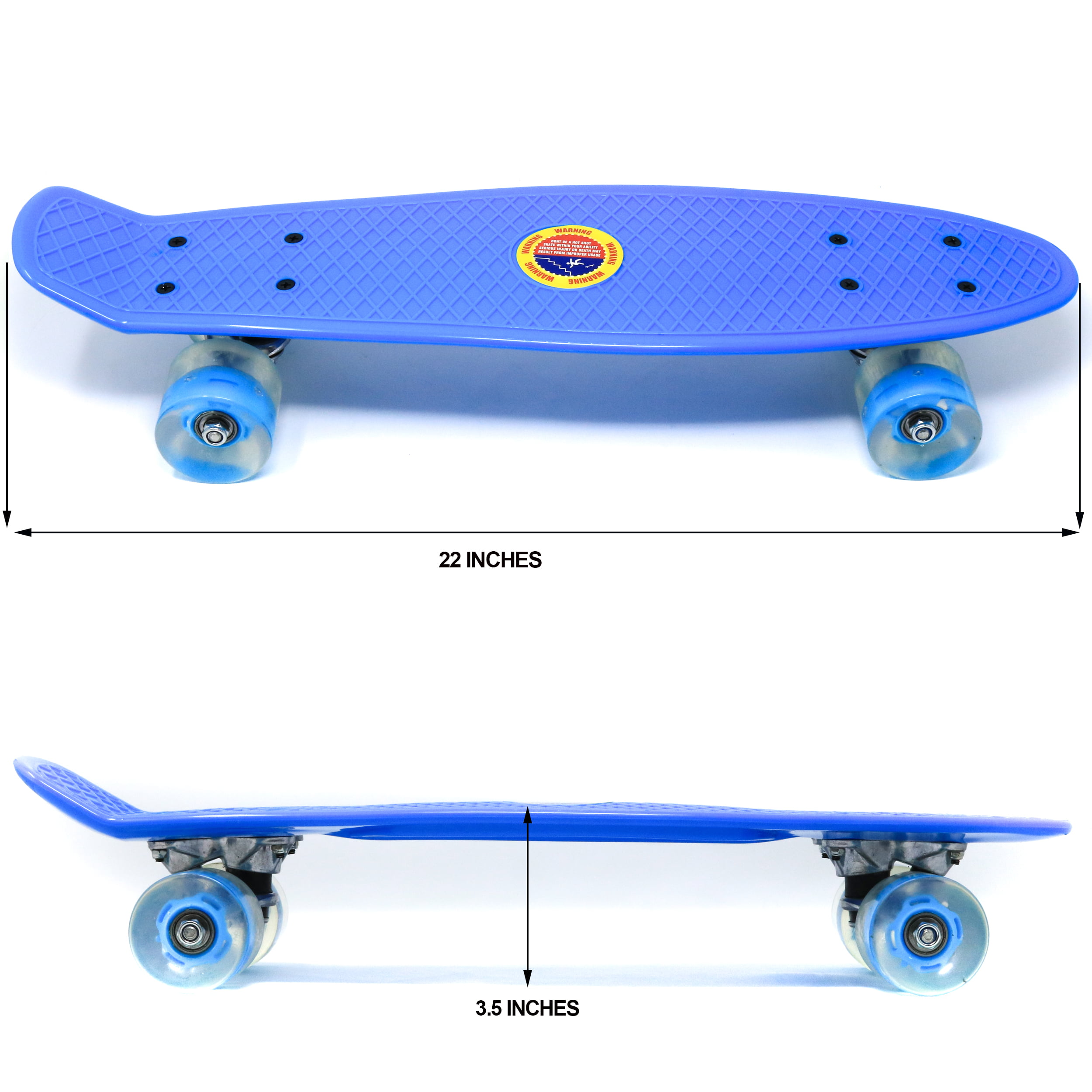 22 Inch Skateboard With Light-Up Wheels, Blue - Walmart.com