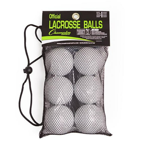 Champion Sports NOCSAE Lacrosse Ball Set, White - Set of 6