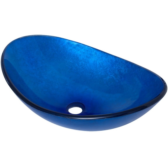 Novatto TIG-S132-8031 Azzurro Blue Foiled Oval Glass Vessel Bath Sink