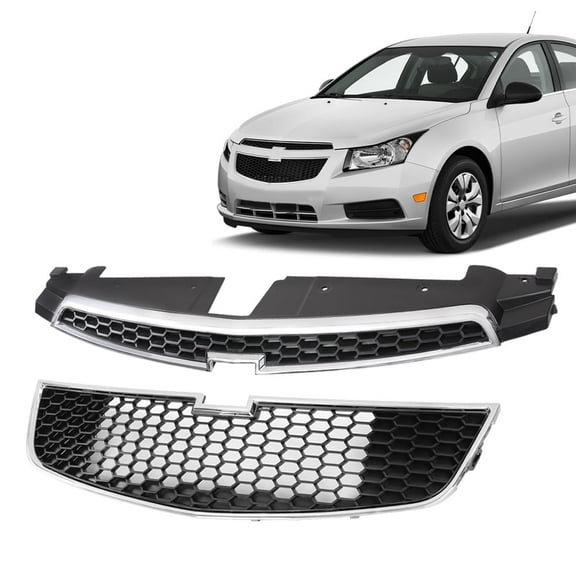 PIT66 Fit For CHEVY CRUZE 2011-2014 Front Bumper Upper & Lower Grille Grill PAIR SET of 2PCS