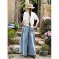 thumbnail image 2 of Women's Wide Leg Baggy Jeans Plus Size Loose Elastic Waist Denim Pants with Deep Pockets Light Blue, 2 of 4