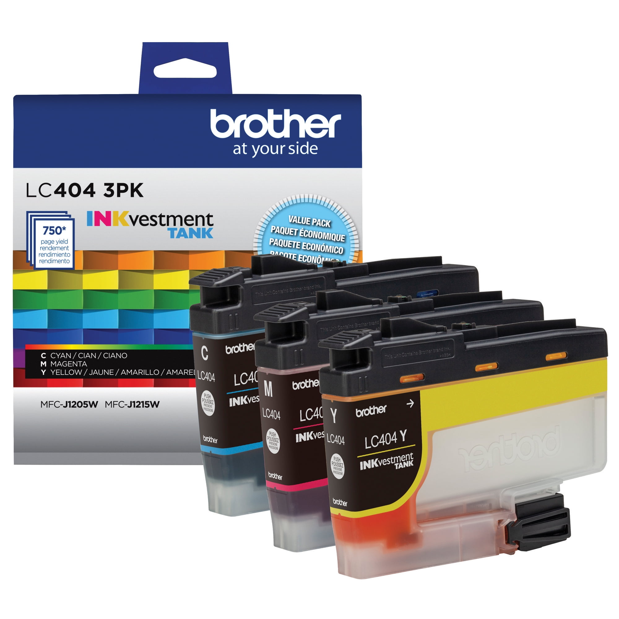 Brother Genuine LC4043PK 3-PackINKvestment Tank Printer Ink Cartridges –includes 1 cartridge each of Cyan, Magenta & Yellow