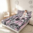 thumbnail image 3 of Manfei Abstract Watercolor Brushstroke Queen Sheets, Pink Black White Ombre Queen Sheet Sets, Pink Reversible 4-Piece1 Flat Sheet + 1 Fitted Sheet + 2 Pillowcases, 3 of 6