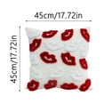 thumbnail image 3 of Red Lips Throw Pillow, White Fluffy Textured, Decorative Cushion, Valentine's Romance Theme for Couch Sofa Home Decor Gift (45x45cm), 3 of 6