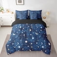 thumbnail image 2 of Manfei Stars Moon Planet Twin Bedding Sets 7-Piece,Space Starry Bedding Comforter Set,Dreamy Blue Sheet Sets For Teens,Breathable Home Decor Reversible, 2 of 8