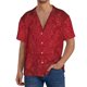 thumbnail image 1 of Balery Vintage Burgundy Camisa Casual de Manga Corta con Botones para Hombre, Texturizada, Estilo Cubano, para Playa, Verano-Small, 1 of 5
