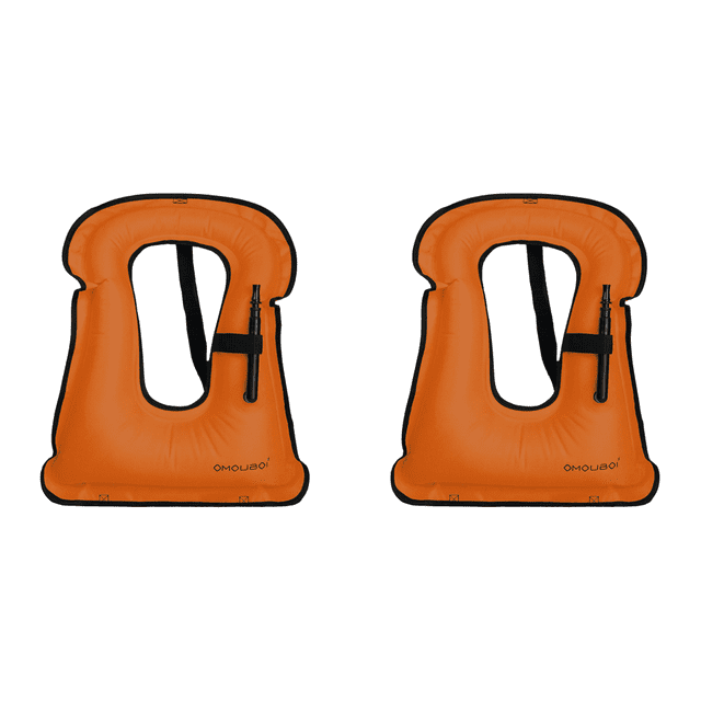 Chaqueta Natación Ajustable Chaleco Snorkel Inflable para Nadar en Kayak () Naranja