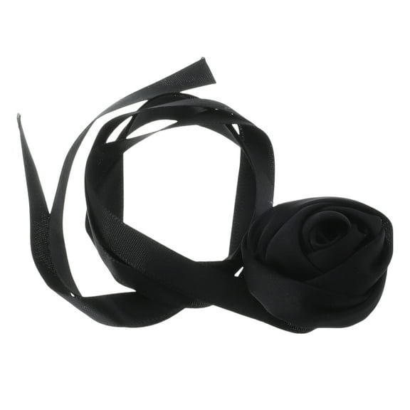 Unique Bargains 1Pc Choker Necklace Delicate Satin Rose Tie Wrap Around Wrist Bracelet Black