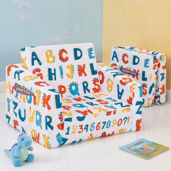 Resenkos 2-in-1 Convertible Kids Sofa with Velvet Fabric-Multicolor, Kids Chairs for Kids