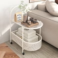 thumbnail image 4 of Gymax 2-Tier Mobile Glass Coffee Table w/ Bear Pattern Storage Basket Transparent & White, 4 of 10