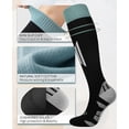 thumbnail image 5 of Lanola 2 Pairs Thick Cotton Compression Socks for Women 15-20mmHg Cute Knee High Socks Support for Running, Travel, Nurse, Pregnancy（Black/Dark Grey）, 5 of 6