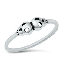 Simple Goth Skull Spooky Fun Ring .925 Sterling Silver Band Jewelry Female Male Unisex Size 9