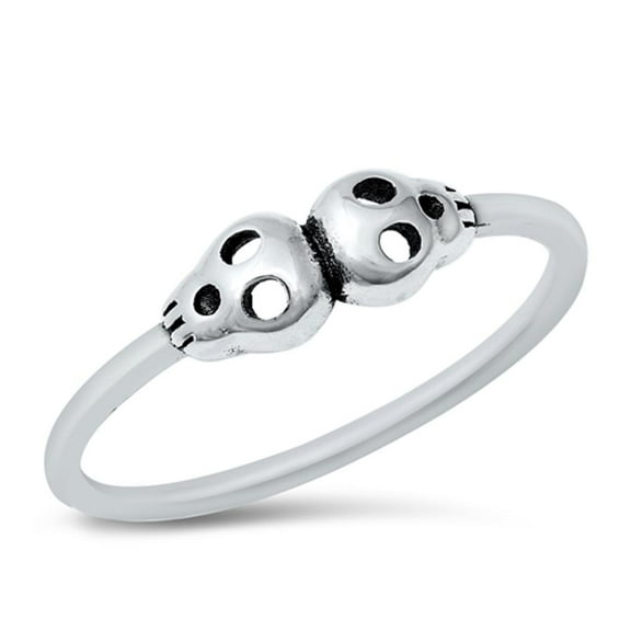 Simple Goth Skull Spooky Fun Ring .925 Sterling Silver Band Jewelry Female Male Unisex Size 10