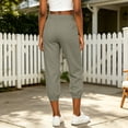 thumbnail image 6 of Womens Casual Pants Elastic Waist Joggers Cotton Linen Trousers,Army Green Size L, 6 of 7