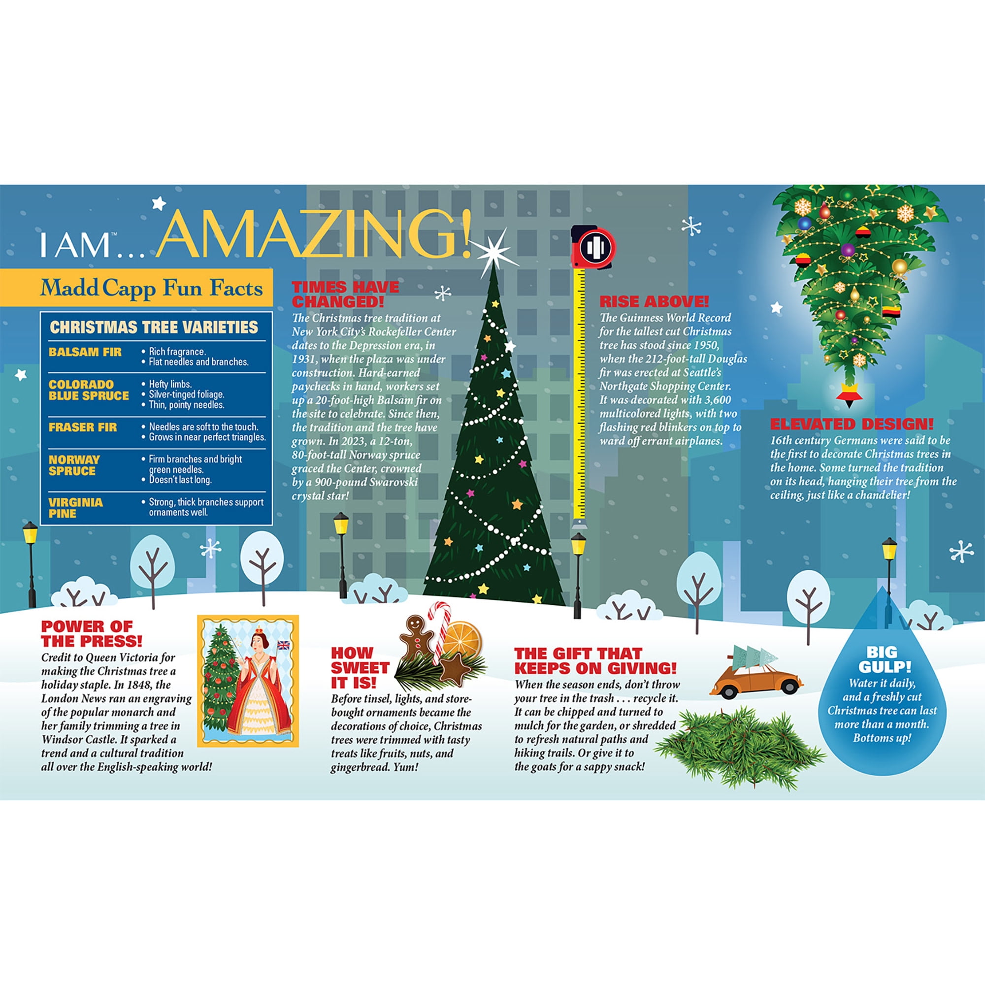 Madd Capp: I Am Christmas Tree - 1000 Piece Puzzle - Holiday Tree-Shaped Jigsaw Puzzle, 32x38" Size, Poster Reference, Educational Fun Fact Booklet