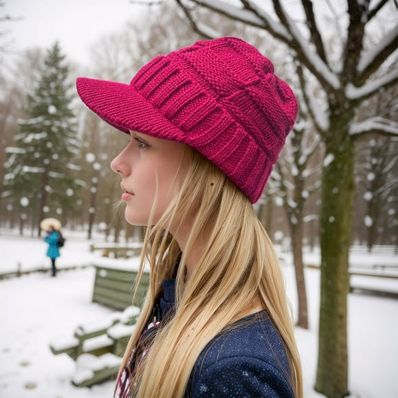 TYGHBN Women Solid Winter Outdoor Hat Peaked Cap Cover Knitted Hat Ear Hat Leather Hat Mans Winter Winter Hat for Women with Ears Women Trapper Hat Big Head Trapper Hat Flannel Christmas Hat Toboggan