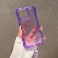 thumbnail image 2 of Dteck Clear Case for iPhone 16,Shockproof TPU+PC 3-Layer Military Grade Protection Case Anti-Yellowing Back with Wrist Strap for iPhone 16,Purple, 2 of 6