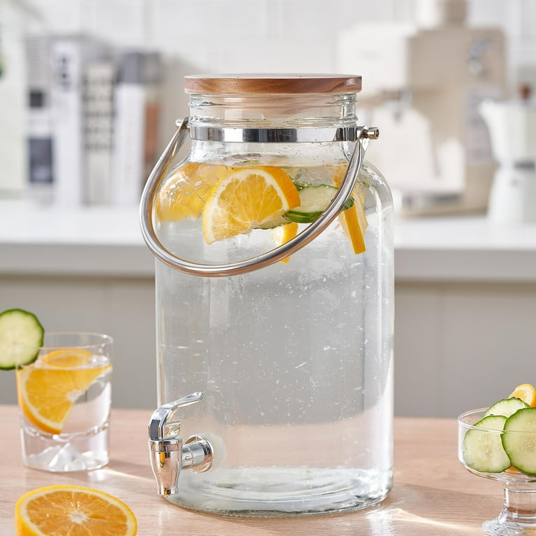 Better Homes Gardens Glass Beverage Dispenser with Wood Lid