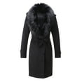 thumbnail image 7 of Giolshon Women's Faux Suede Long Jacket Lapel Outwear Trench Coat Cardigan with Detachable Faux Fur Collar XXL, 7 of 7