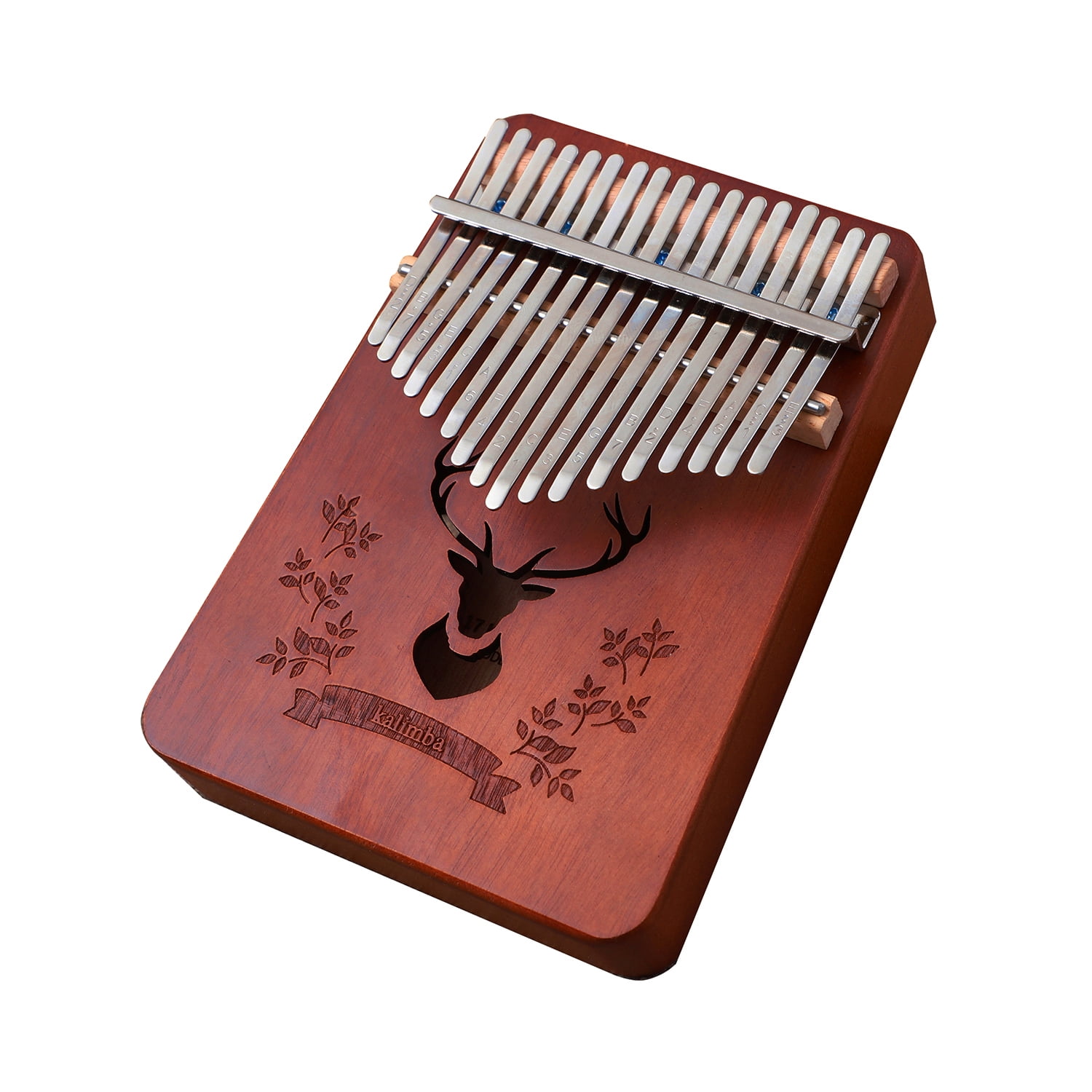 Kalimba 17 Touches En Bois D'acajou - Piano à Pouce Portable, Accordage Standard C - Inclus Sac, Accordeur, Guide