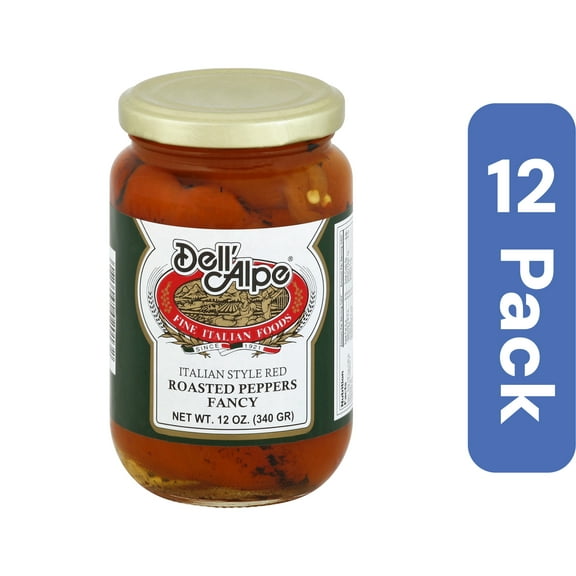 Dell Alpe Roasted Red Peppers Jar 12 oz (Pack of 12)