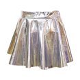 thumbnail image 6 of Metallic Skater Skirts Elastic Waist Flared Pleated A-Line Silver Mini Skirt Dance Performance, 6 of 6