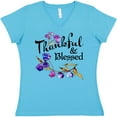 thumbnail image 3 of Inktastic Thankful and Blessed Inspirational Saying with Flowers Women's V-Neck T-Shirt, 3 of 5