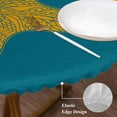 thumbnail image 3 of Starfish Mandalas Round Tablecloth, Fitted Table Cover with Elastic for 36"-44" Round Tables, Boho Modern Orange Blue Stripe Table Cloth Outdoor Indoor Dinning Party Waterproof Tablecloths, 3 of 7