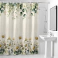 thumbnail image 2 of Eucalyptus Leaf Chamomile Shower Curtain, Vintage White Floral Rustic Green Plant Linen Texture Waterproof Shower Curtain Set with 12 Hooks Lightweight Bath Curtains Fabric Bath Decor 72x84 Inches, 2 of 9