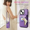 thumbnail image 5 of Allytech Crossbag Case for Apple iPhone 14 6.1" - PU Leather TPU Back Cover Multiple Cards Slots Zipper Pocket Wallet Shockproof Bumper Protective Phone Case for iPhone 14 - Purple, 5 of 7