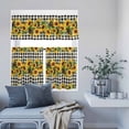 thumbnail image 6 of 3 Piece Kitchen Curtains and Valances Set Sunflower Cafe Curtains 24 Inch Length Rustic Brown Country Star Black Checkered Valance & Tier Curtain for Living Room Bedroom Window 54"x18"+27"x24"*2, 6 of 6