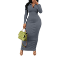 thumbnail image 5 of Dresses For Women Bodycon Maxi Dress Casual Long Sleeve V Neck Long Dresses Sundress Grey S, 5 of 6