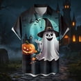 thumbnail image 2 of LIIPEE Halloween Graphic Shirt For Men Short Sleeve Turn Down Collar Button Up Shirts Male Comfortable Breathable Party Tops,XXXXL, 2 of 5