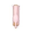 thumbnail image 2 of BLISSFUL STEP Women's Patent Leather Pointed Toe Lace Up Stiletto Heel Ankle Boots Pink 6.5, 2 of 8